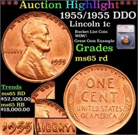 ***Auction Highlight*** 1955/1955 DDO Lincoln Cent