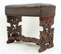 A 19th C. Black Forest Carved Lift-Top Bench