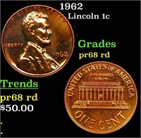 Proof 1962 Lincoln Cent 1c Grades Gem++ Proof Red