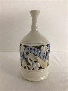 Signed Cactus Pottery Vase
