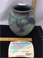 Lewis Krzyczkowski Raku Pottery Vase