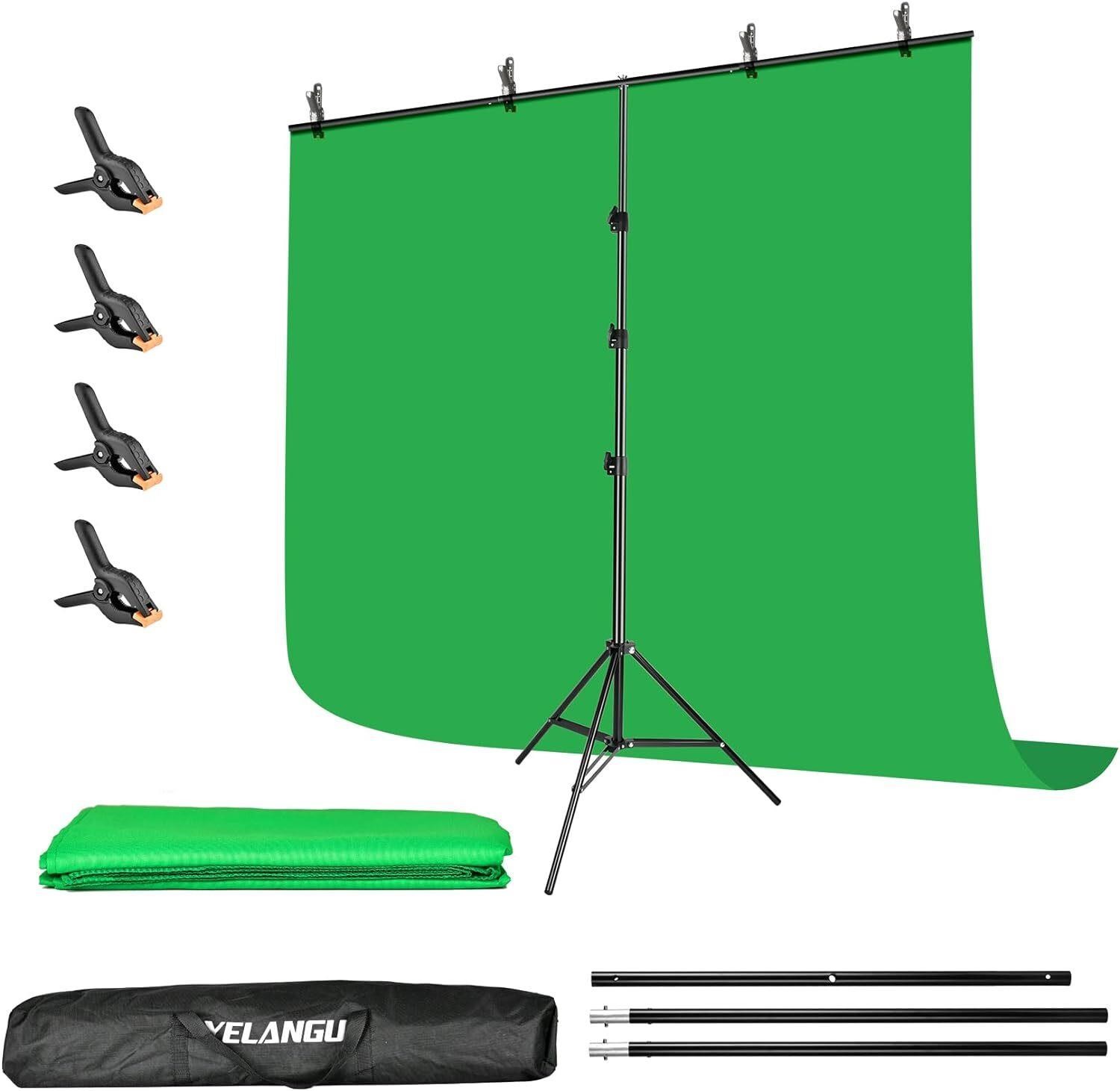 YELANGU T-Shape Green Screen Kit - 8.5x6.5 Ft