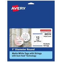 Avery Round Tags with Sure Feed Technology, 2"