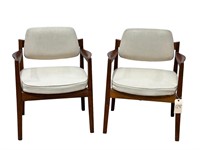 Pair of MCM Jens Risom Walnut Chairs