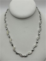Sterling Silver White Fire Opal Necklace