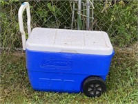 Rolling Blue Coleman Cooler