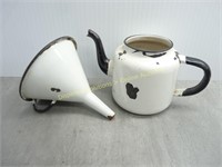 Enamel Teapot & Funnel