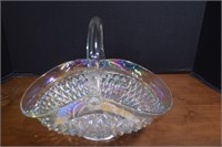Indiana Glass,Diamond Point Iridescence Basket