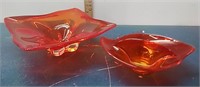 Viking Amberina Art Glass square & divided