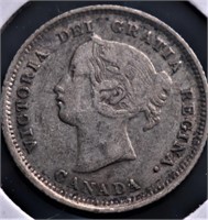 1874 CANADA SILVER 5 CENTS XF