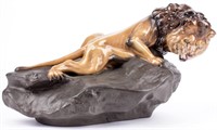 Royal Doulton Lion on Rock Porcelain Figurine