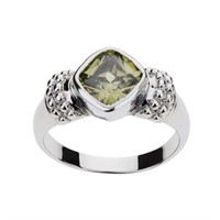 Green Cubic Zirconia Etruscan Ring - Size 7