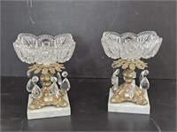 PAIR OF 1970'S CRYSTAL ORNATE COMPOTES