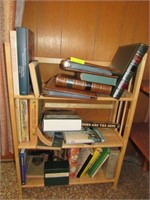 Small Wood Bookcase & Asst'd. Vintage Books