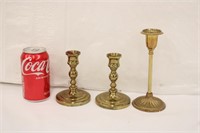 3 Brass Candle Sticks