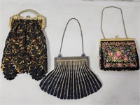 3 Vintage 1920's style flapper purses