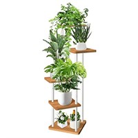 YOCOMEY 5 Tier Wood Tall Plant Stand Metal Rack