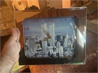 CLOCK - MIRRORED FRAME 9/11 TWIN TOWERS