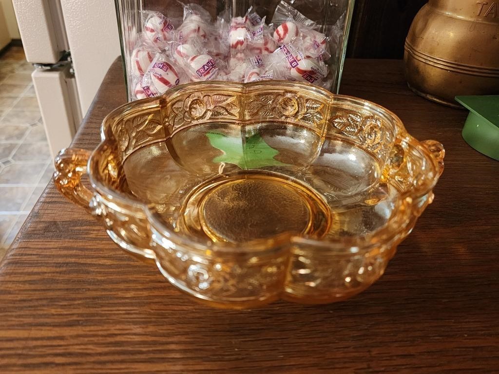 Vintage Marigold Rose Carnival Glass