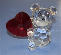 Crystal Bear With Red Heart