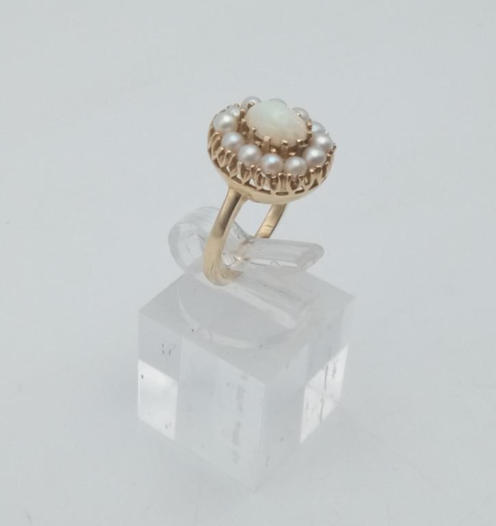 14K Yellow Gold Opal & Pearl Ring