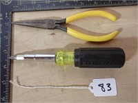 Klein Needle nose plyers and multi screwdriver