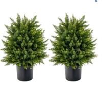 22" Artificial Cedar Topiary Ball Tree 2-Pack