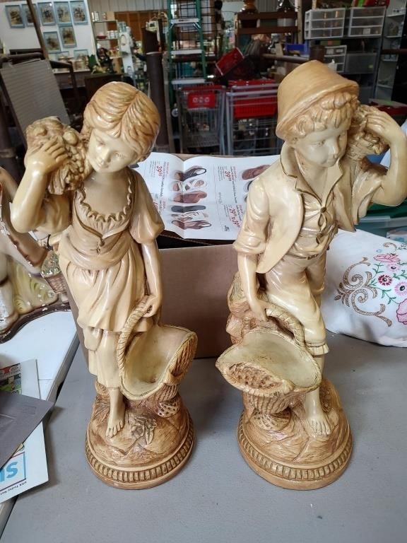 2 Plaster Statues Marked Marwal