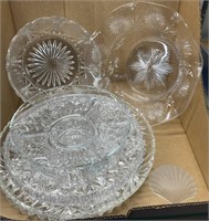 Assorted Cut Glass Bowls , Platters