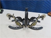 Pair Artisan Crafted SPUR & Horseshoe Bookends