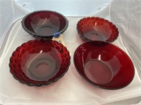 Avon Serving Dish & 3 Ruby Serving Dishes