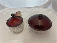 Ruby Relish/Jelly Jar & Candy Dish w/Lid