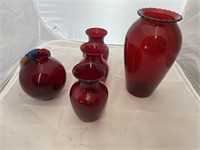 5 Ruby Vases