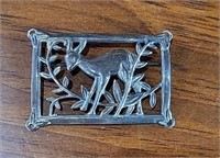 VTG Sterling .925 Framed Doe Brooch