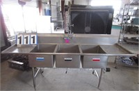 3 compartment sink 104"