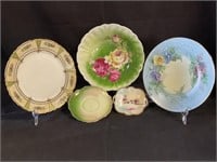 VTG Hand Painted China Plates & Bowl