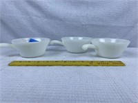 3pc Fire King handled soup bowls