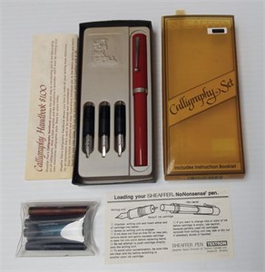Sheaffer Red Fountain Pen Calligraphy Set