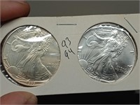 1993 94 silver american eagle coins