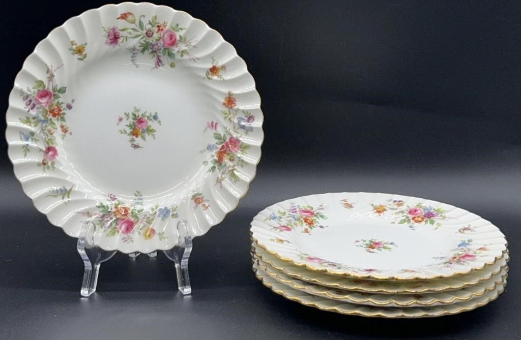 5pc Minton Marlow Floral 8in Salad Plates