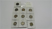 10 Assorted Buffalo Nickels worth $2.00 each