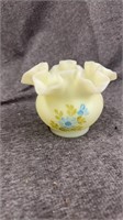 Vintage Fenton Satin Custard Uranium Hand-painted