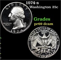 Proof 1974-s Washington Quarter 25c Grades GEM++ P