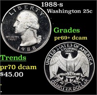 Proof 1988-s Washington Quarter 25c Grades GEM++ P