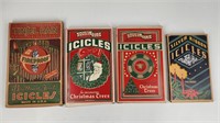 4) ANTIQUE CHRISTMAS TINSEL ICICLES W/ BOXES