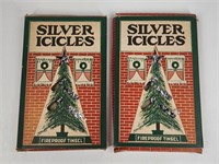 2) ANTIQUE TINSEL SILVER ICICLES W/ BOXES