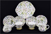 9 Pc Queen's Country Meadow China Luncheon Set