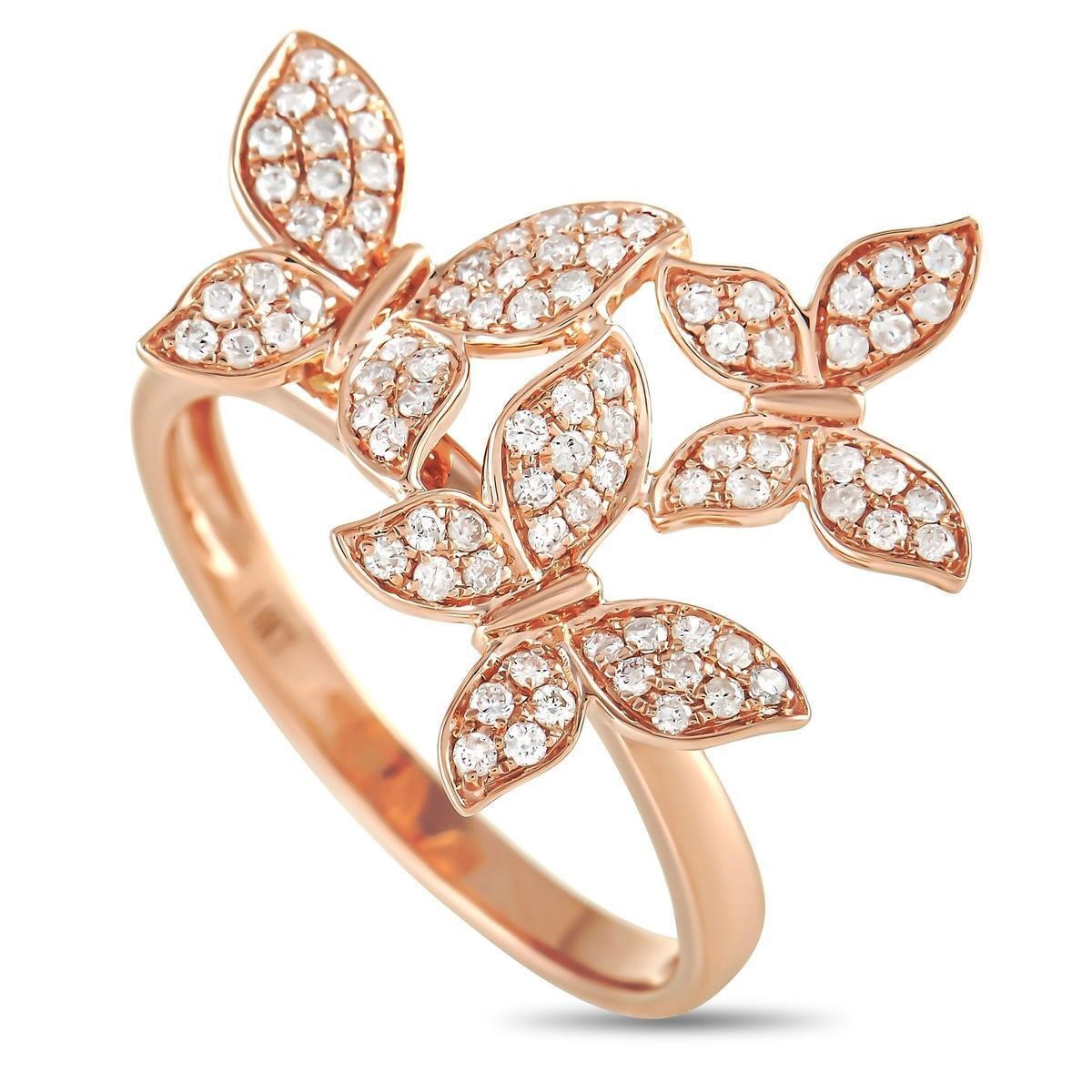 14K Rose Gold 0.30 ct Diamond Butterfly Ring