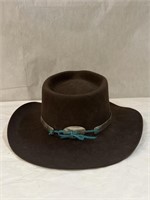 Australian Leather Hat W/ Sterling Turquoise Band