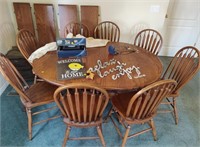 Custom Made Hardwood Diningroom Table w/ 8 Chairs